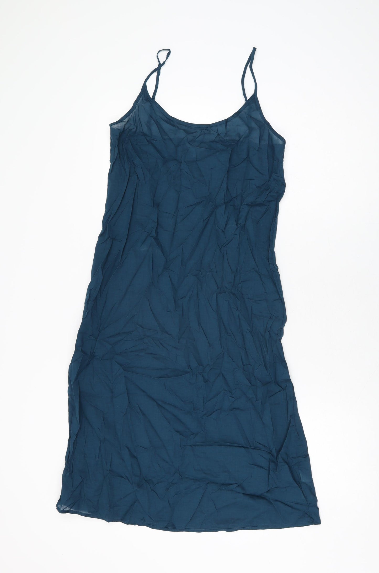 Per Una Womens Blue Cotton Slip Dress Size 8 Scoop Neck Pullover