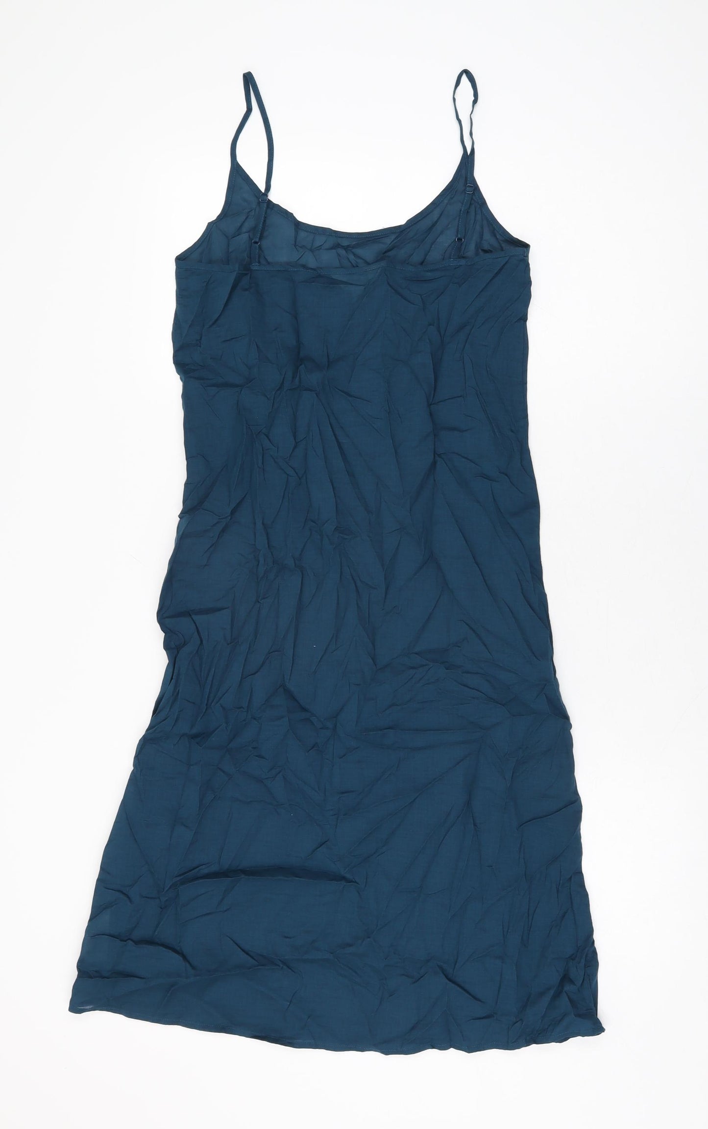 Per Una Womens Blue Cotton Slip Dress Size 8 Scoop Neck Pullover