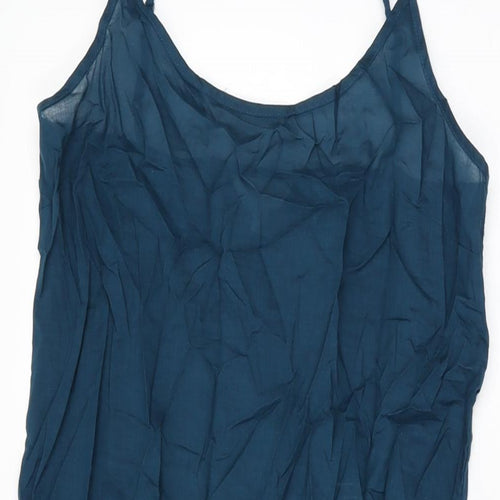 Per Una Womens Blue Cotton Slip Dress Size 8 Scoop Neck Pullover