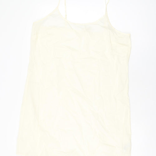 Per Una Womens Ivory Cotton Slip Dress Size 18 Scoop Neck Pullover