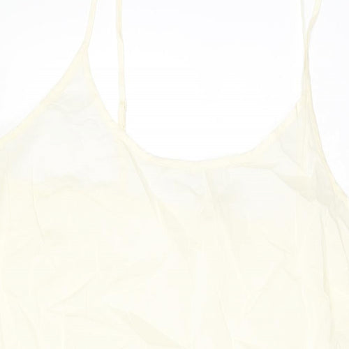 Per Una Womens Ivory Cotton Slip Dress Size 18 Scoop Neck Pullover