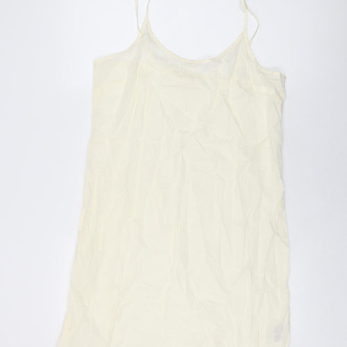 Per Una Womens Ivory Cotton Slip Dress Size 14 Scoop Neck Pullover