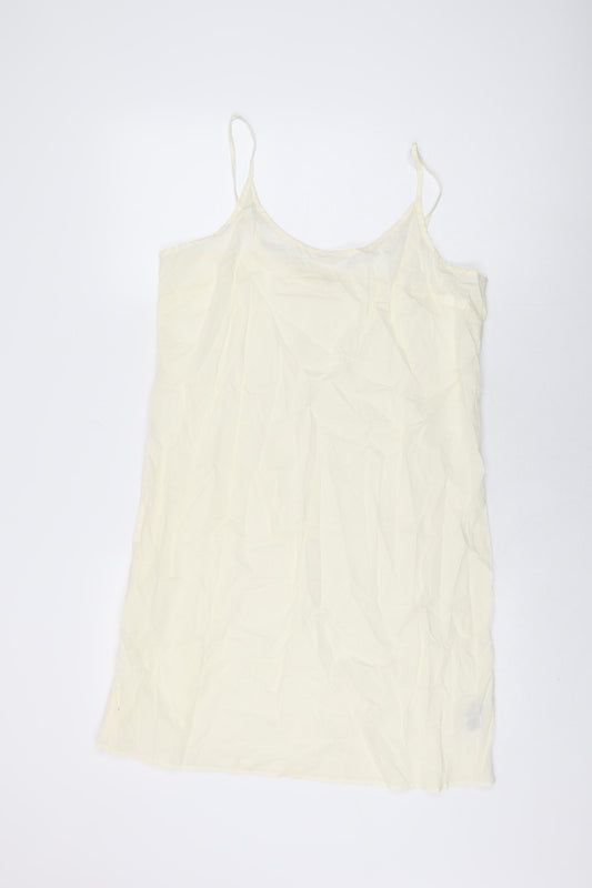 Per Una Womens Ivory Cotton Slip Dress Size 14 Scoop Neck Pullover