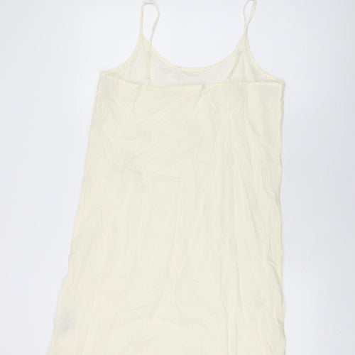 Per Una Womens Ivory Cotton Slip Dress Size 14 Scoop Neck Pullover