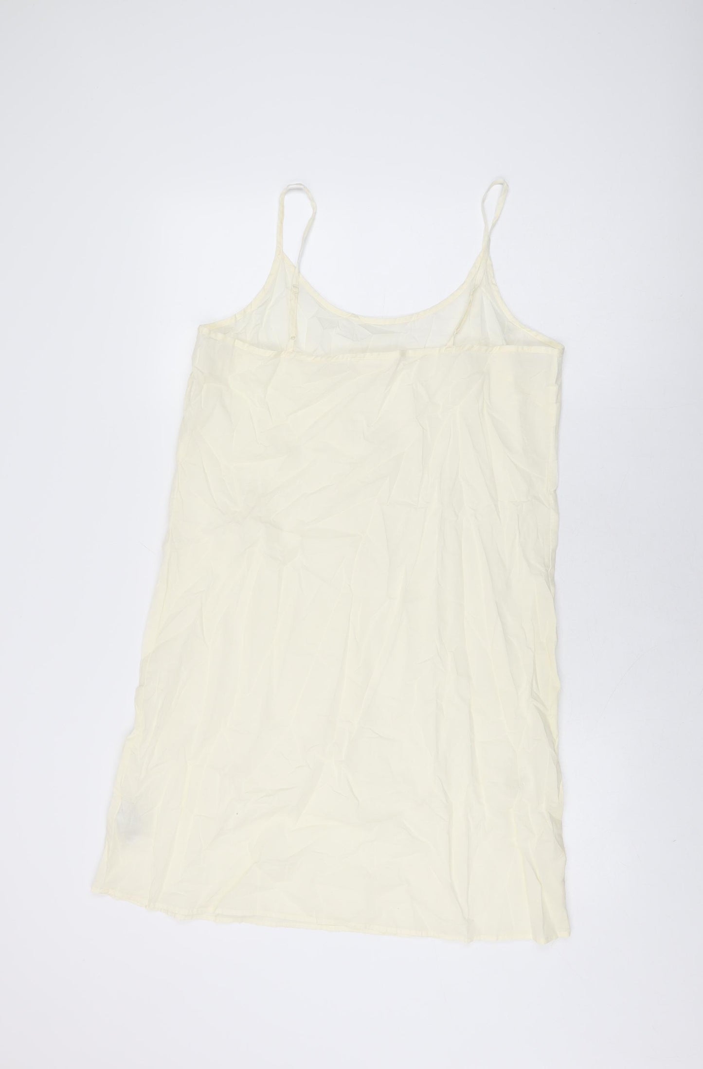 Per Una Womens Ivory Cotton Slip Dress Size 14 Scoop Neck Pullover