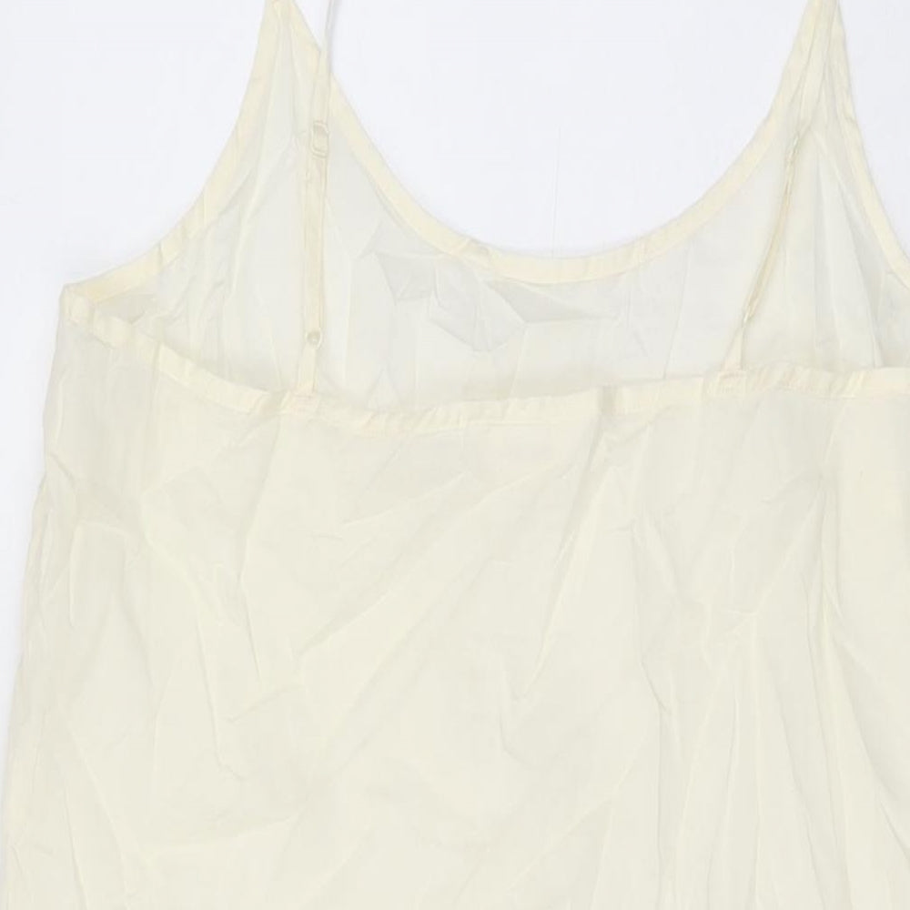 Per Una Womens Ivory Cotton Slip Dress Size 14 Scoop Neck Pullover