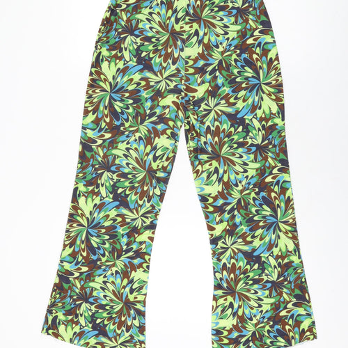 Vouley Vous Womens Green Geometric Polyester Trousers Size 10 L24.5 in Regular