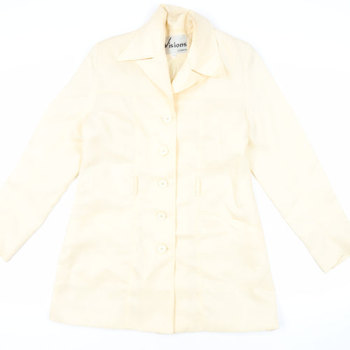 Visions Womens Yellow Overcoat Coat Size S Button