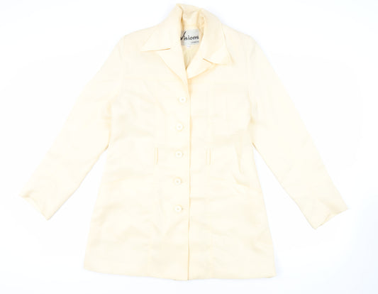 Visions Womens Yellow Overcoat Coat Size S Button