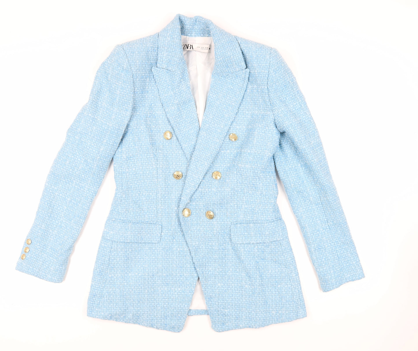 Zara Womens Blue Jacket Blazer Size S Button