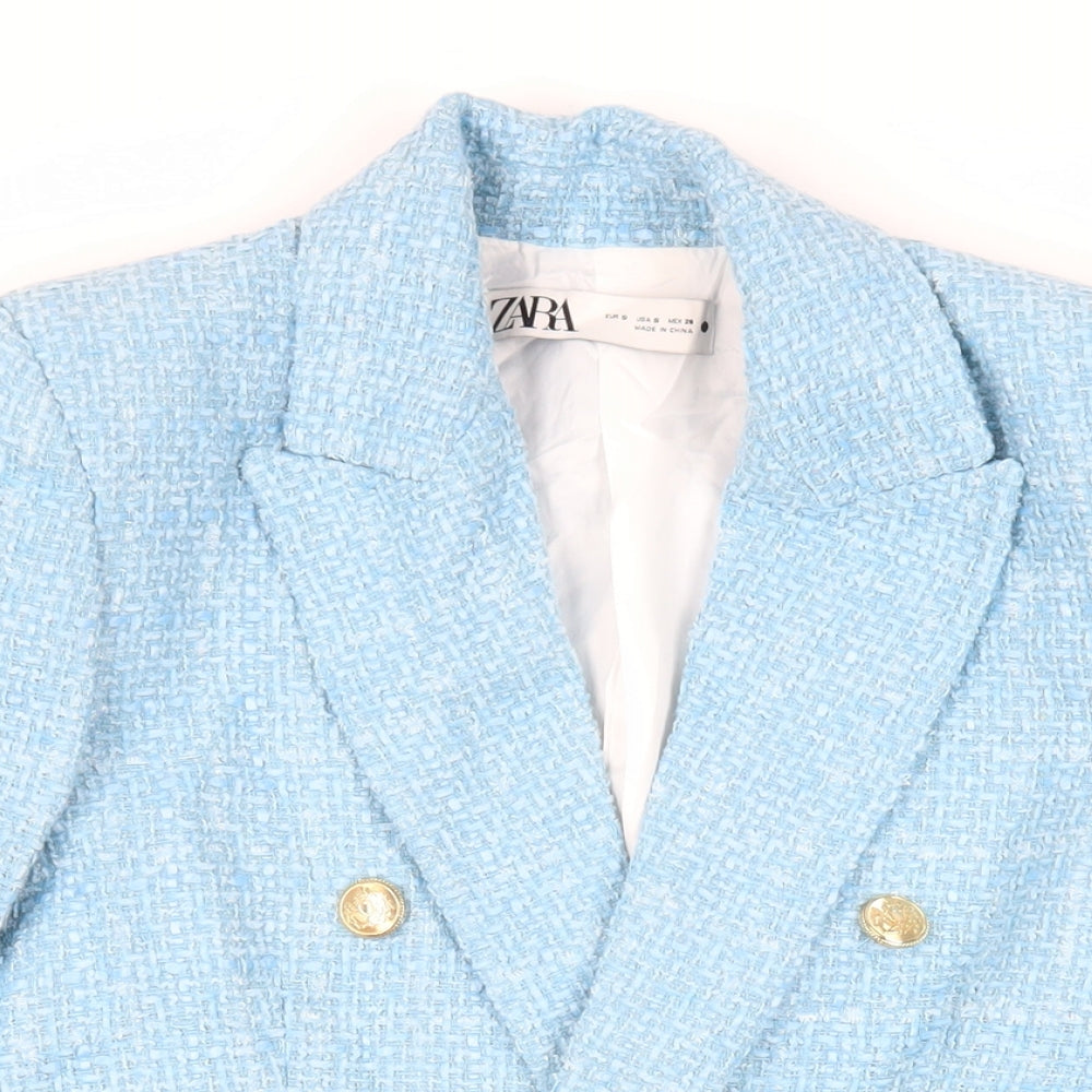 Zara Womens Blue Jacket Blazer Size S Button