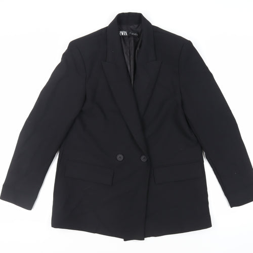 Zara Womens Black Jacket Blazer Size S Button