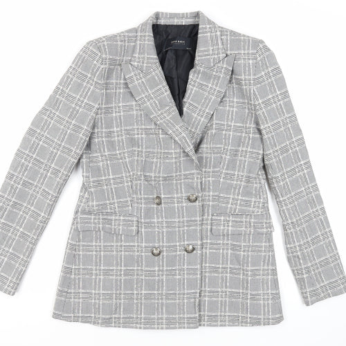 Zara Womens Grey Plaid Jacket Blazer Size L Button