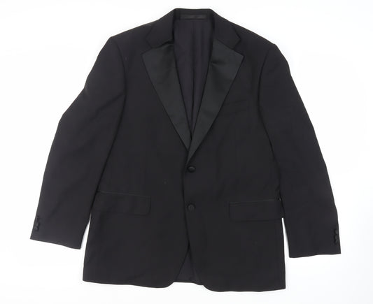 Marks and Spencer Mens Black Polyester Tuxedo Suit Jacket Size 42 Regular