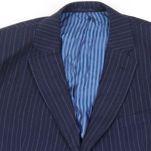 Marks and Spencer Mens Blue Striped Wool Jacket Suit Jacket Size 44 Regular