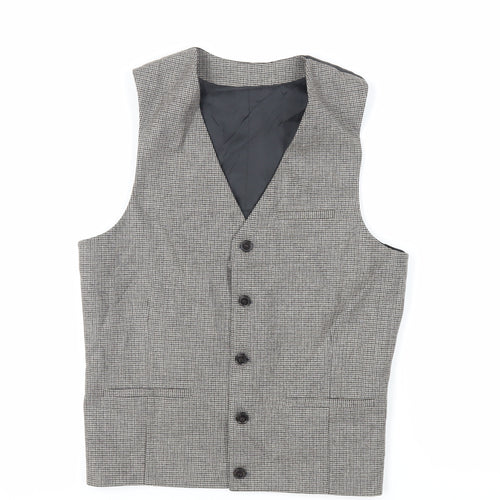 ASOS Mens Grey Geometric Polyester Jacket Suit Waistcoat Size 38 Regular