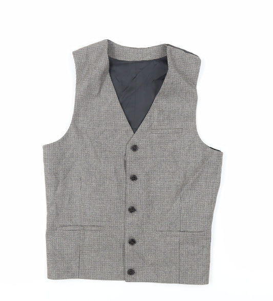 ASOS Mens Grey Geometric Polyester Jacket Suit Waistcoat Size 38 Regular