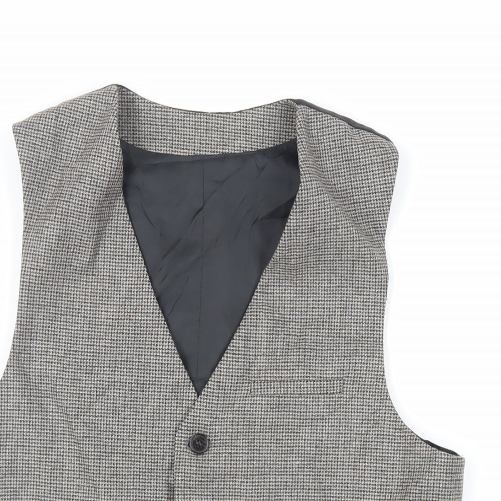 ASOS Mens Grey Geometric Polyester Jacket Suit Waistcoat Size 38 Regular