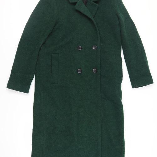 Monki Womens Green Overcoat Coat Size S Button