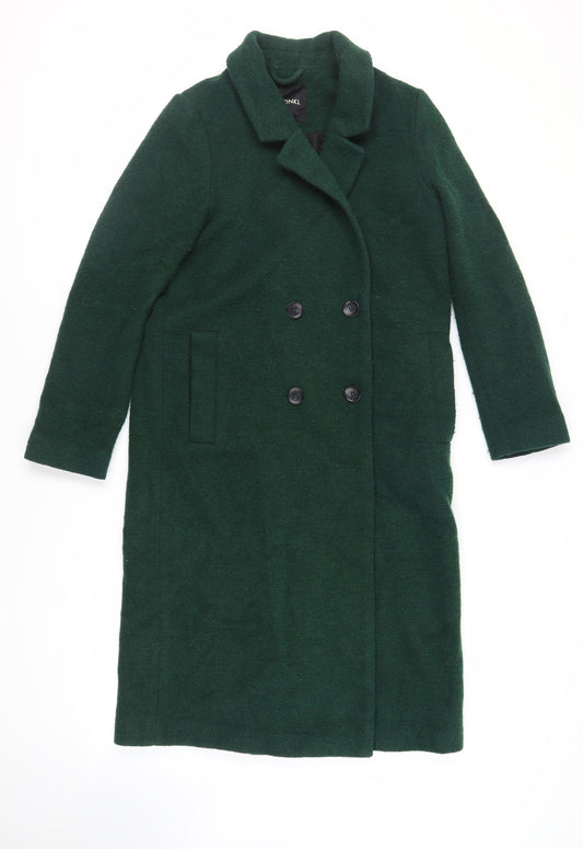 Monki Womens Green Overcoat Coat Size S Button