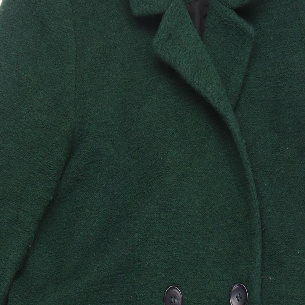 Monki Womens Green Overcoat Coat Size S Button