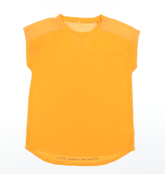 NEXT Womens Orange Polyester Basic T-Shirt Size S Round Neck Pullover