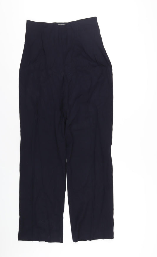 Austin Reed Womens Blue Wool Trousers Size 12 L33 in Regular Zip