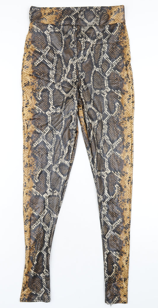 I SAW IT FIRST Womens Brown Animal Print Polyester Carrot Leggings Size 10 L29 in - Snake Print