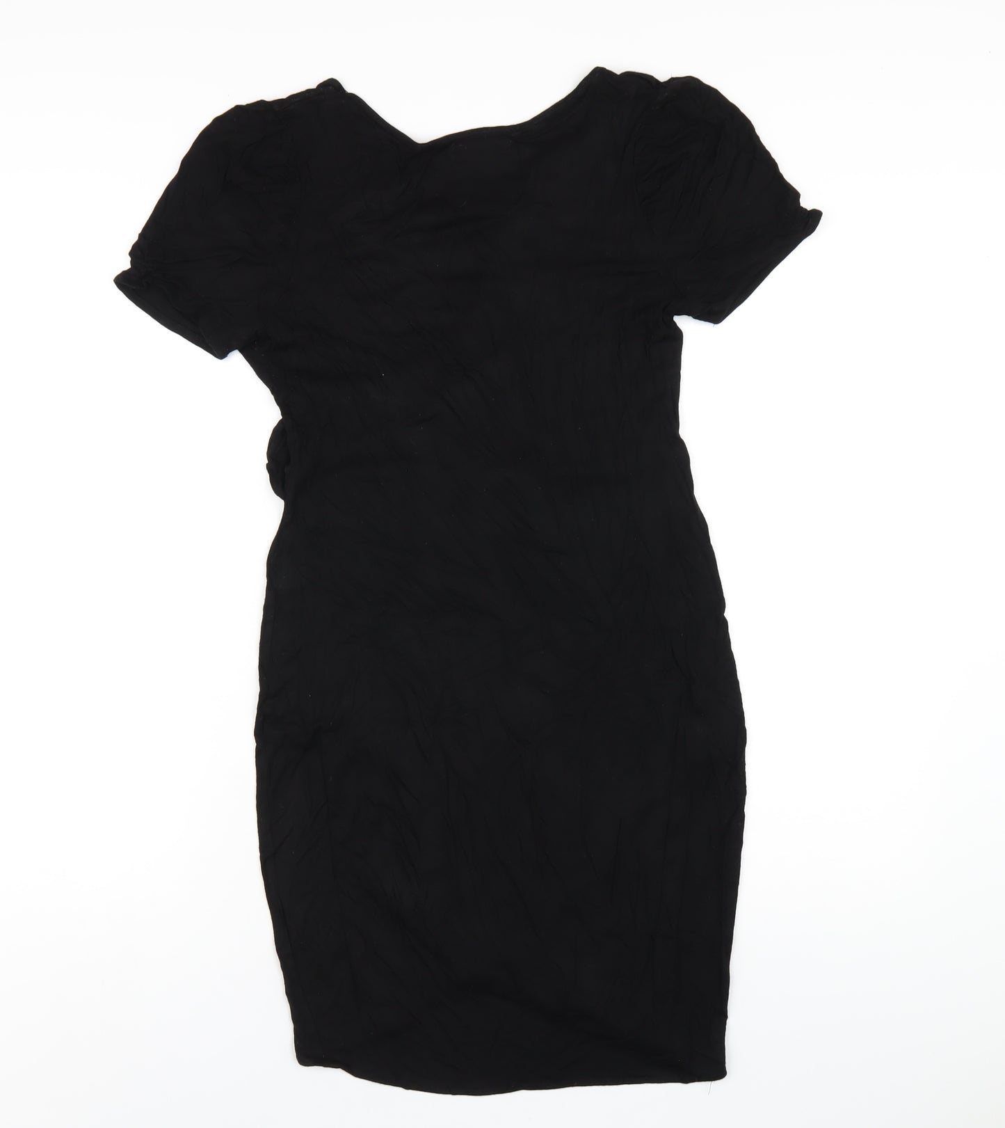 Zara Womens Black Viscose Bodycon Size L V-Neck Pullover