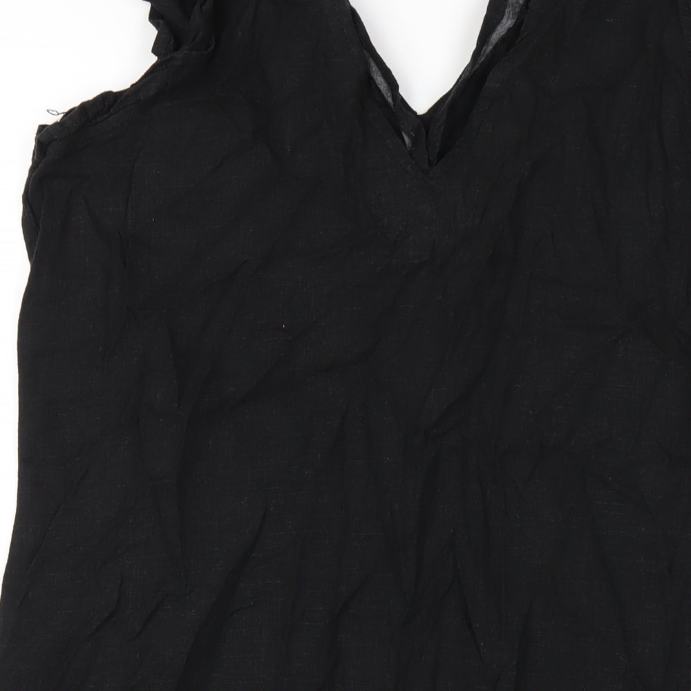 NEXT Womens Black Viscose A-Line Size 14 V-Neck Pullover