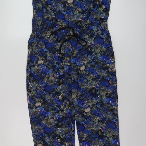 Only Womens Blue Geometric Polyester Jumpsuit One-Piece Size 8 Button