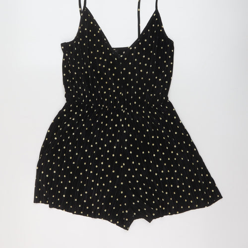 Topshop Womens Black Polka Dot Polyester Playsuit One-Piece Size 8 Pullover