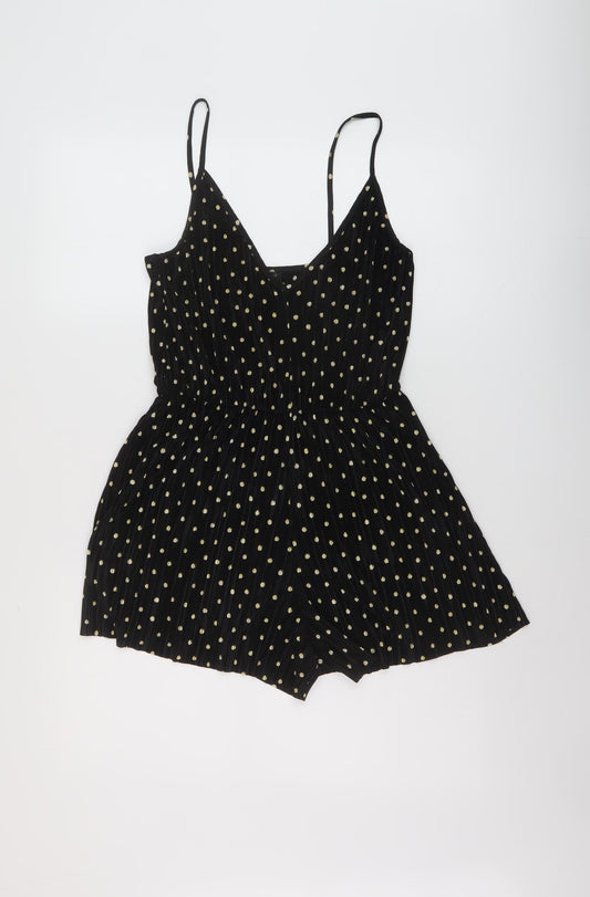 Topshop Womens Black Polka Dot Polyester Playsuit One-Piece Size 8 Pullover