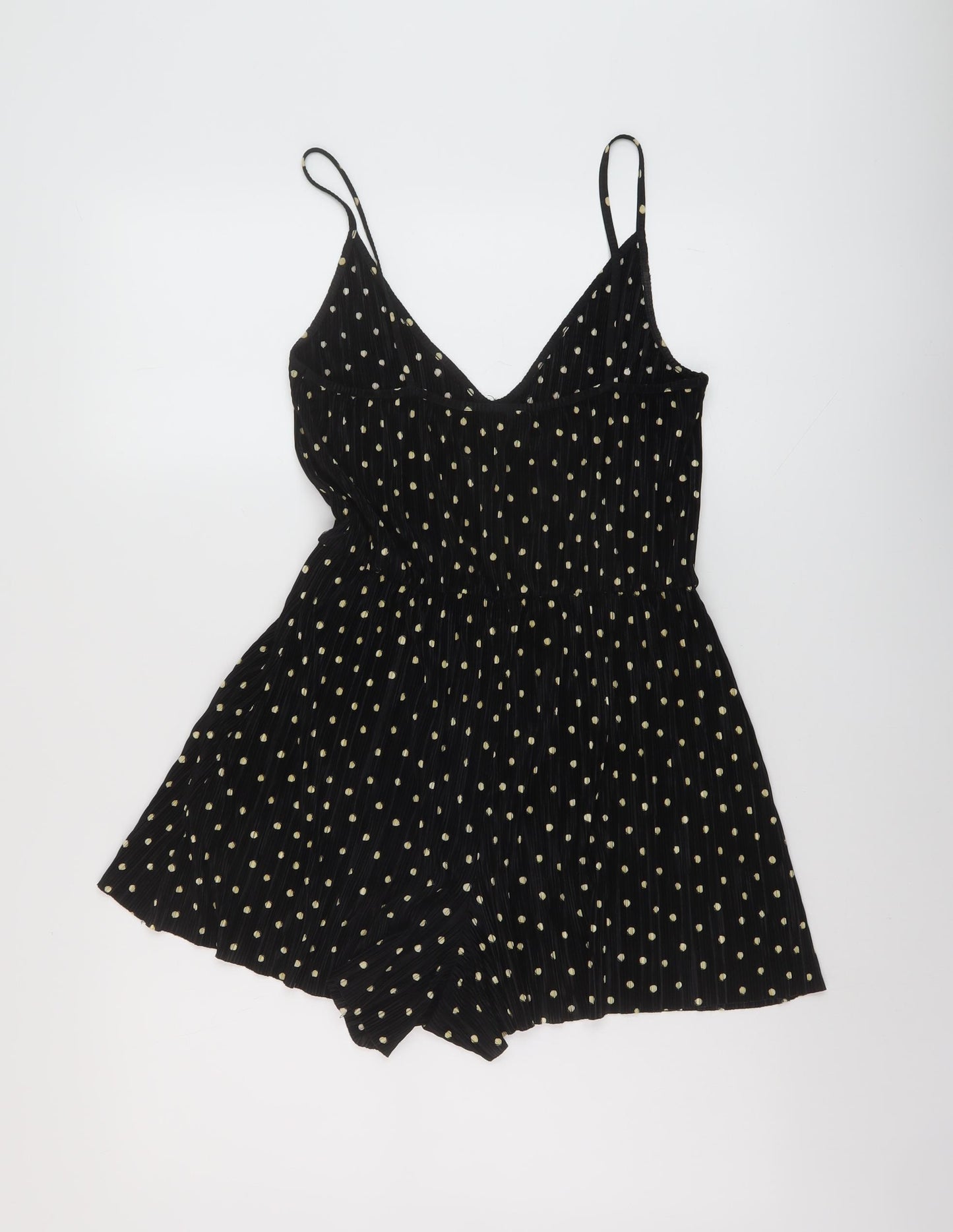 Topshop Womens Black Polka Dot Polyester Playsuit One-Piece Size 8 Pullover