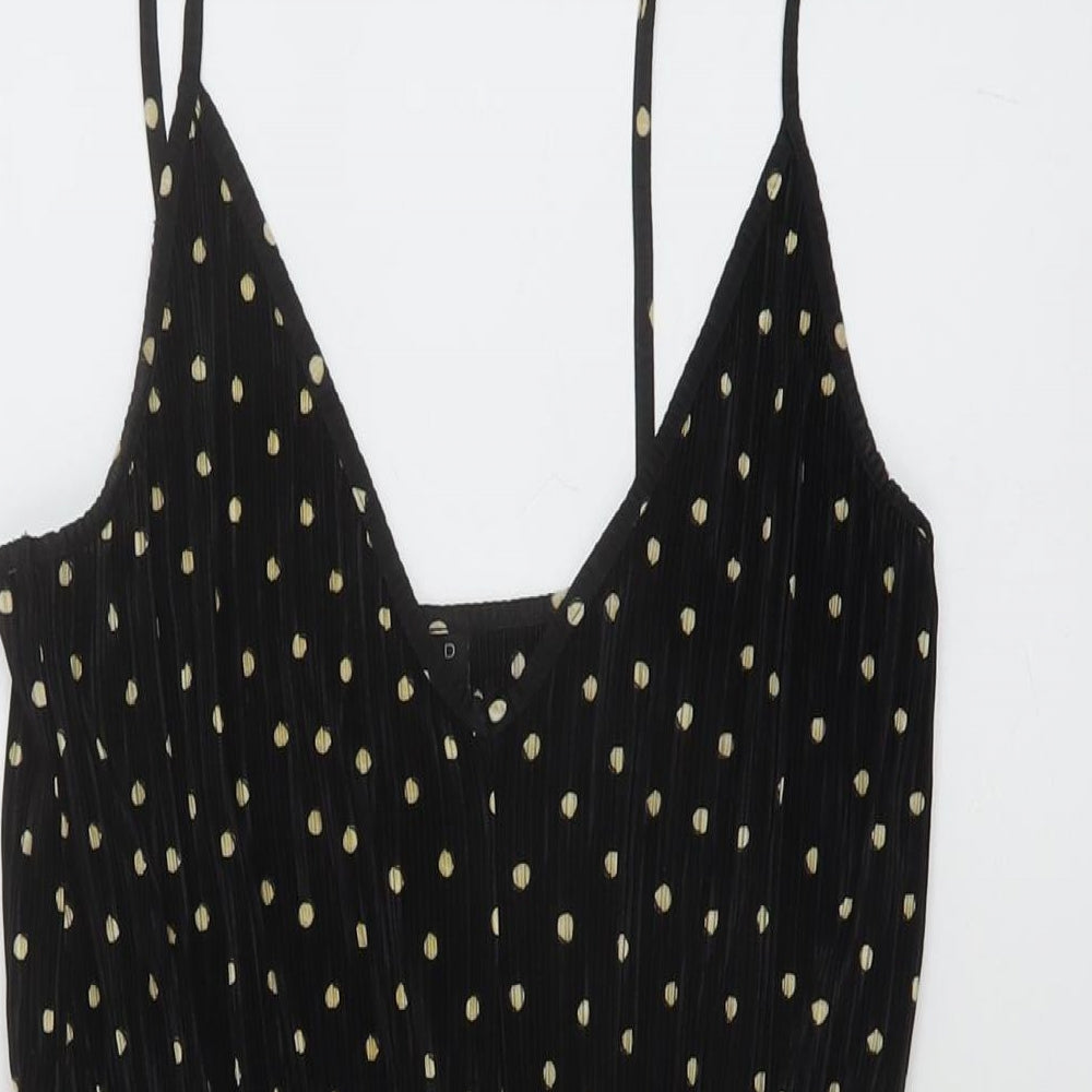 Topshop Womens Black Polka Dot Polyester Playsuit One-Piece Size 8 Pullover