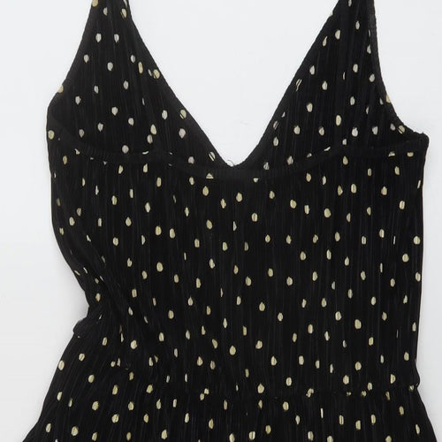 Topshop Womens Black Polka Dot Polyester Playsuit One-Piece Size 8 Pullover