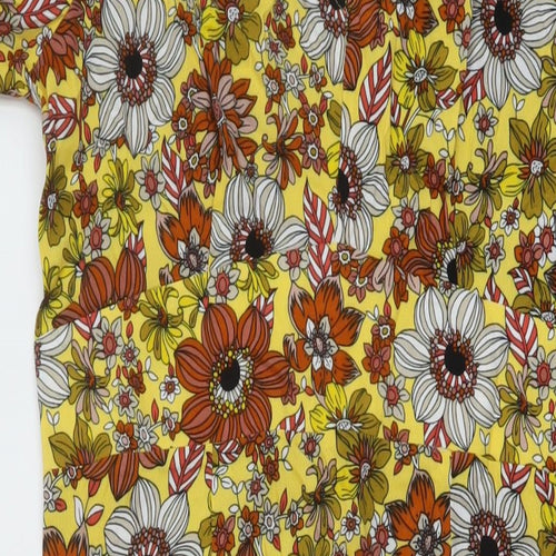 Apricot Womens Yellow Floral Viscose A-Line Size 14 V-Neck Zip