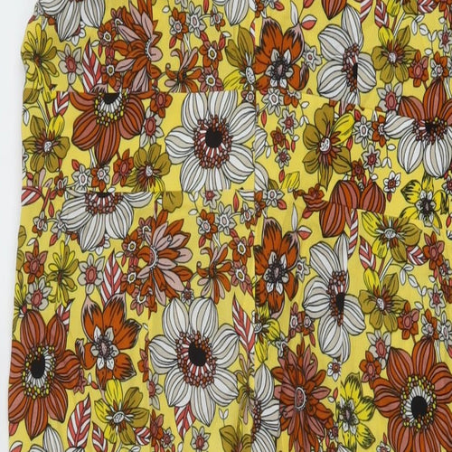 Apricot Womens Yellow Floral Viscose A-Line Size 14 V-Neck Zip