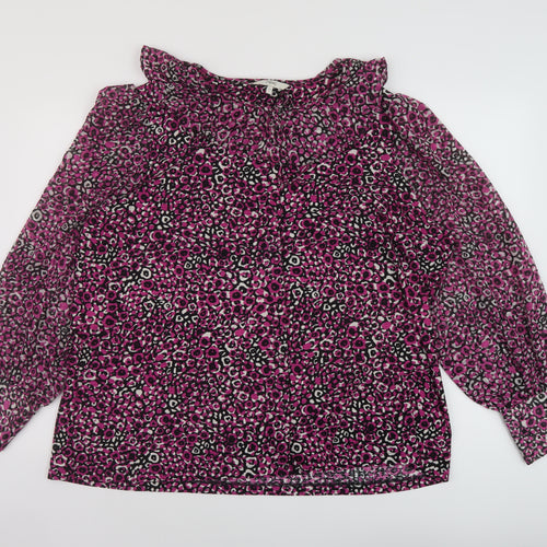 NEXT Womens Pink Animal Print Polyester Basic Blouse Size 22 Round Neck