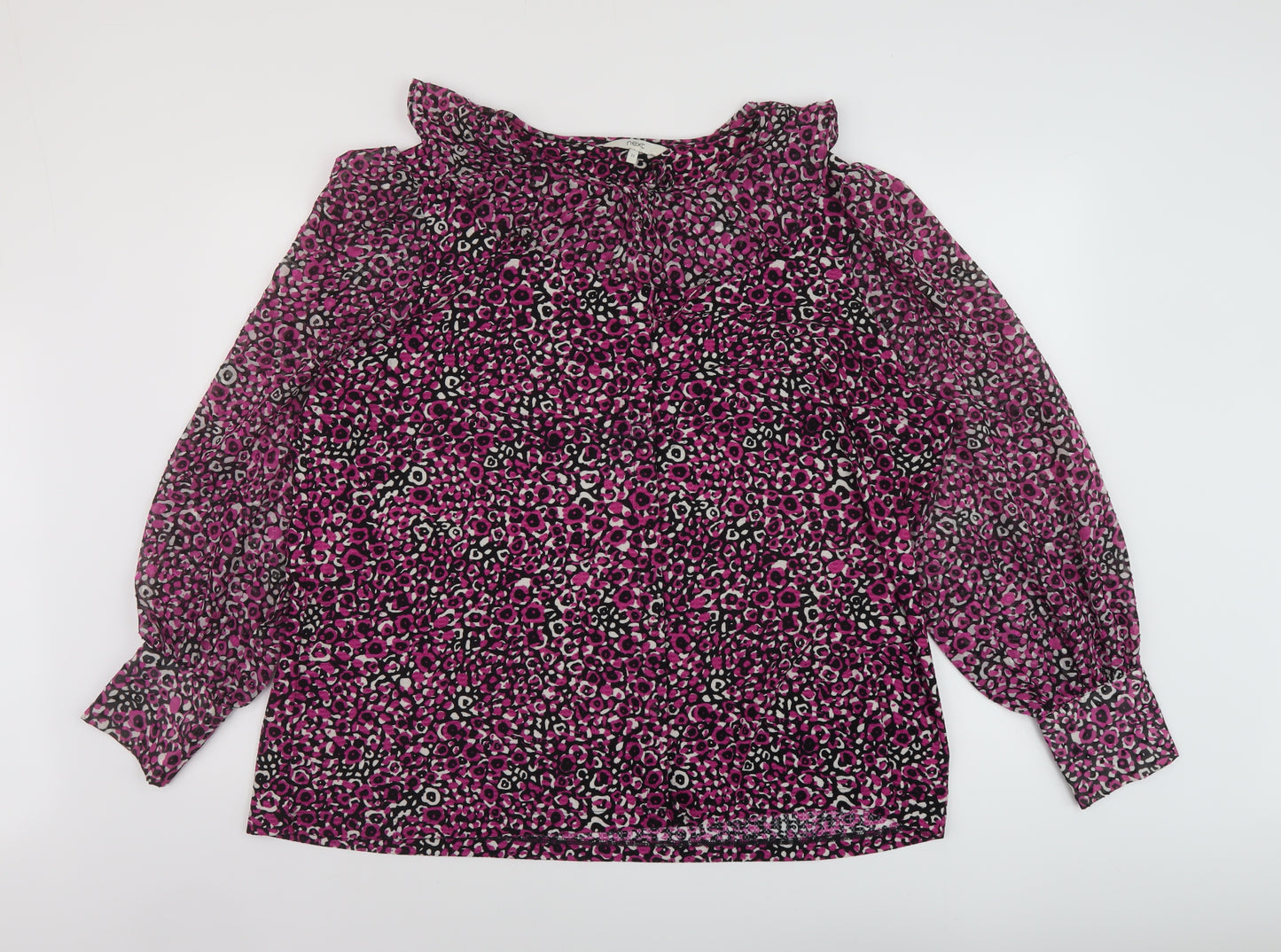 NEXT Womens Pink Animal Print Polyester Basic Blouse Size 22 Round Neck