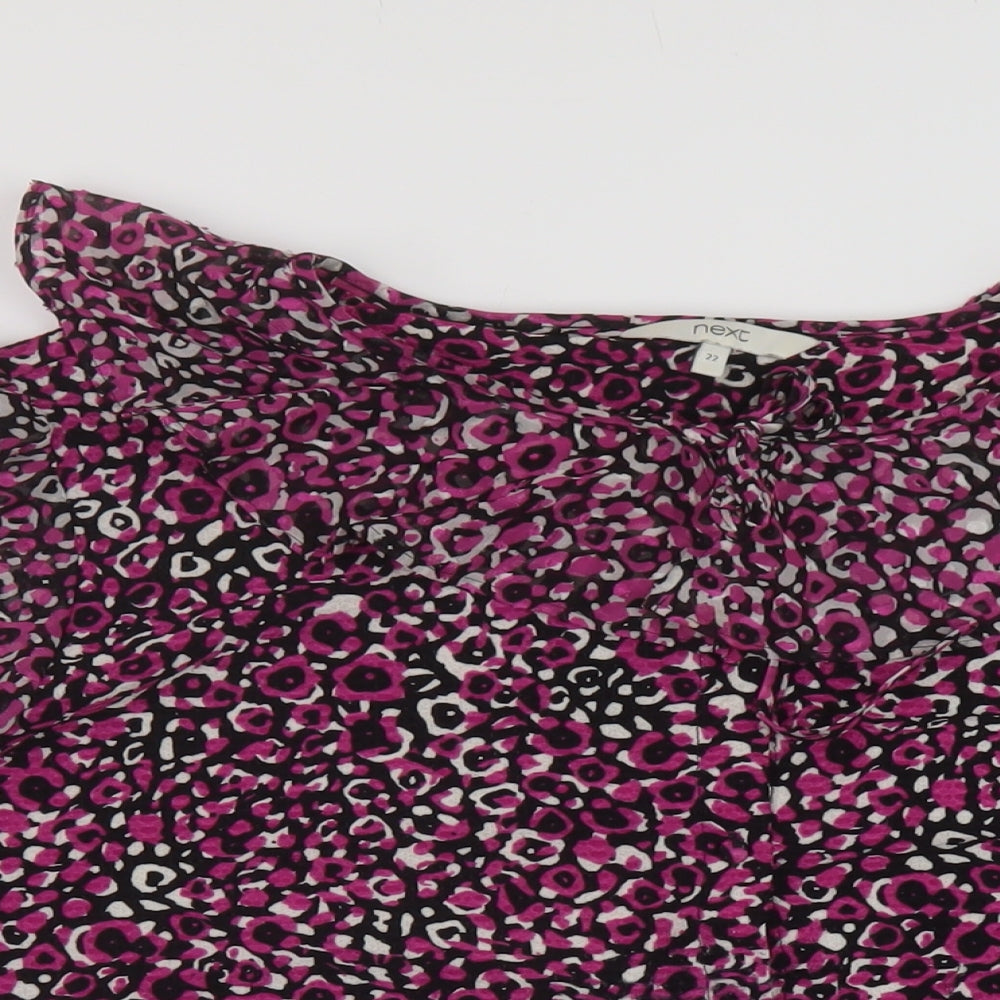 NEXT Womens Pink Animal Print Polyester Basic Blouse Size 22 Round Neck