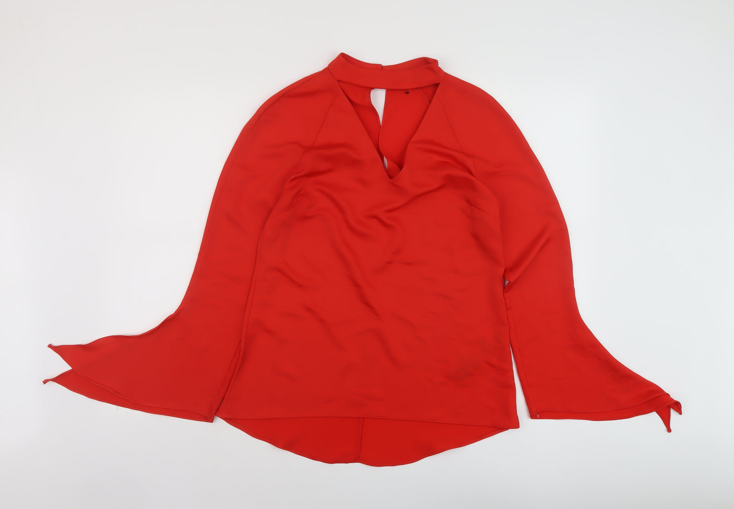 Debenhams Womens Red Polyester Basic Blouse Size 10 Mock Neck