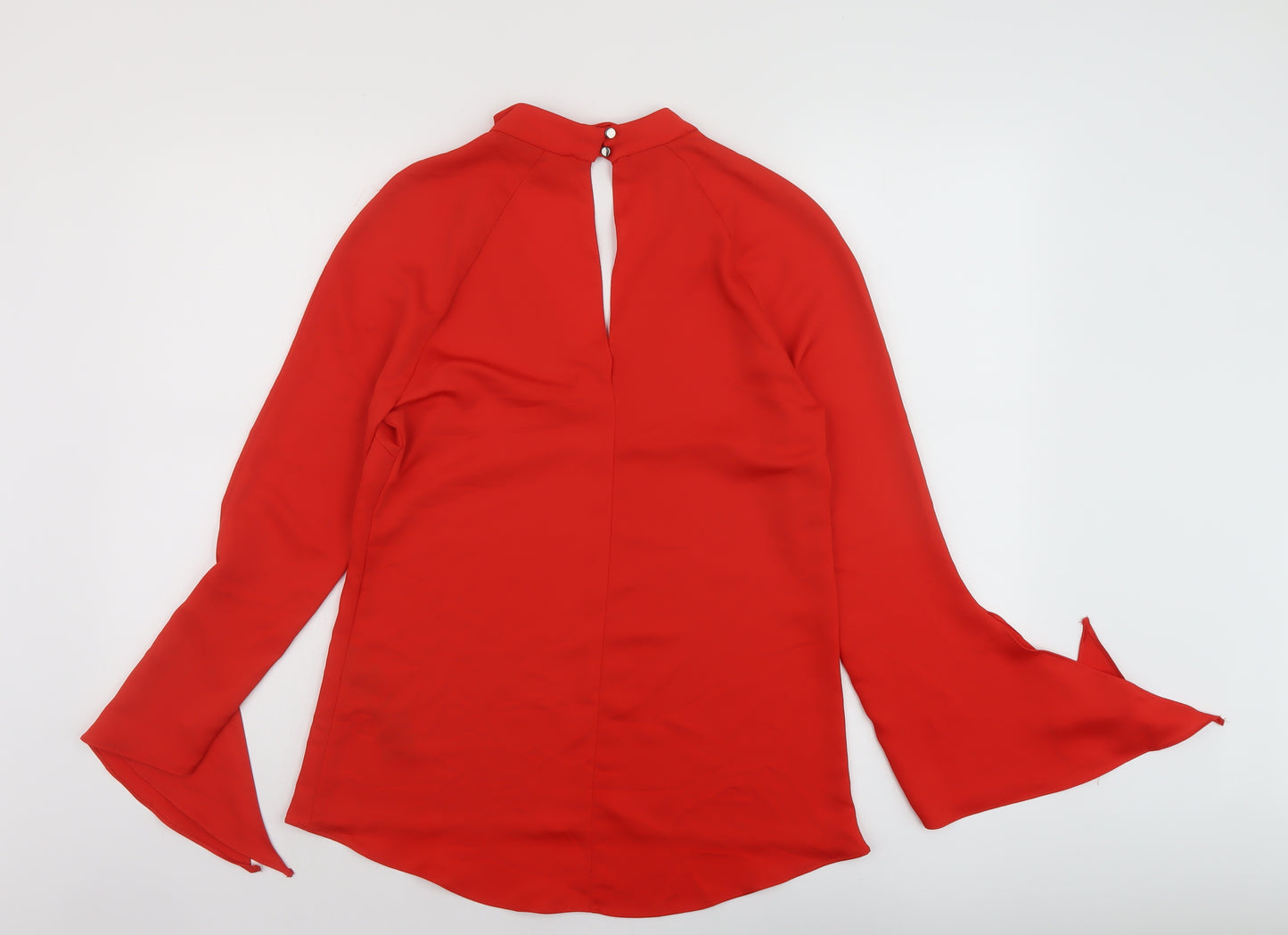 Debenhams Womens Red Polyester Basic Blouse Size 10 Mock Neck