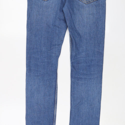 Topman Mens Blue Cotton Skinny Jeans Size 30 in L33 in Regular Button - Long Leg