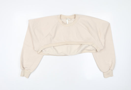 H&M Womens Pink Cotton Pullover Sweatshirt Size L Pullover - Cropped