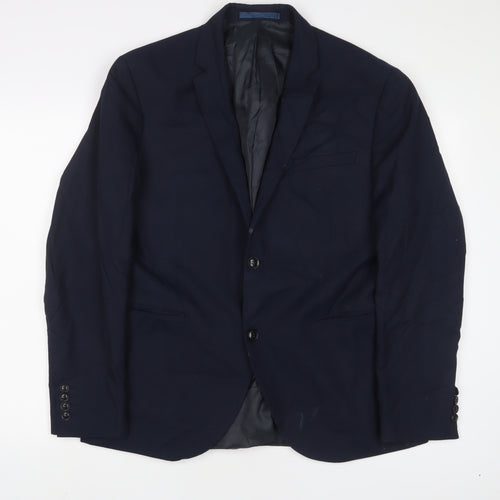 Topman Mens Blue Polyester Jacket Suit Jacket Size 42 Regular