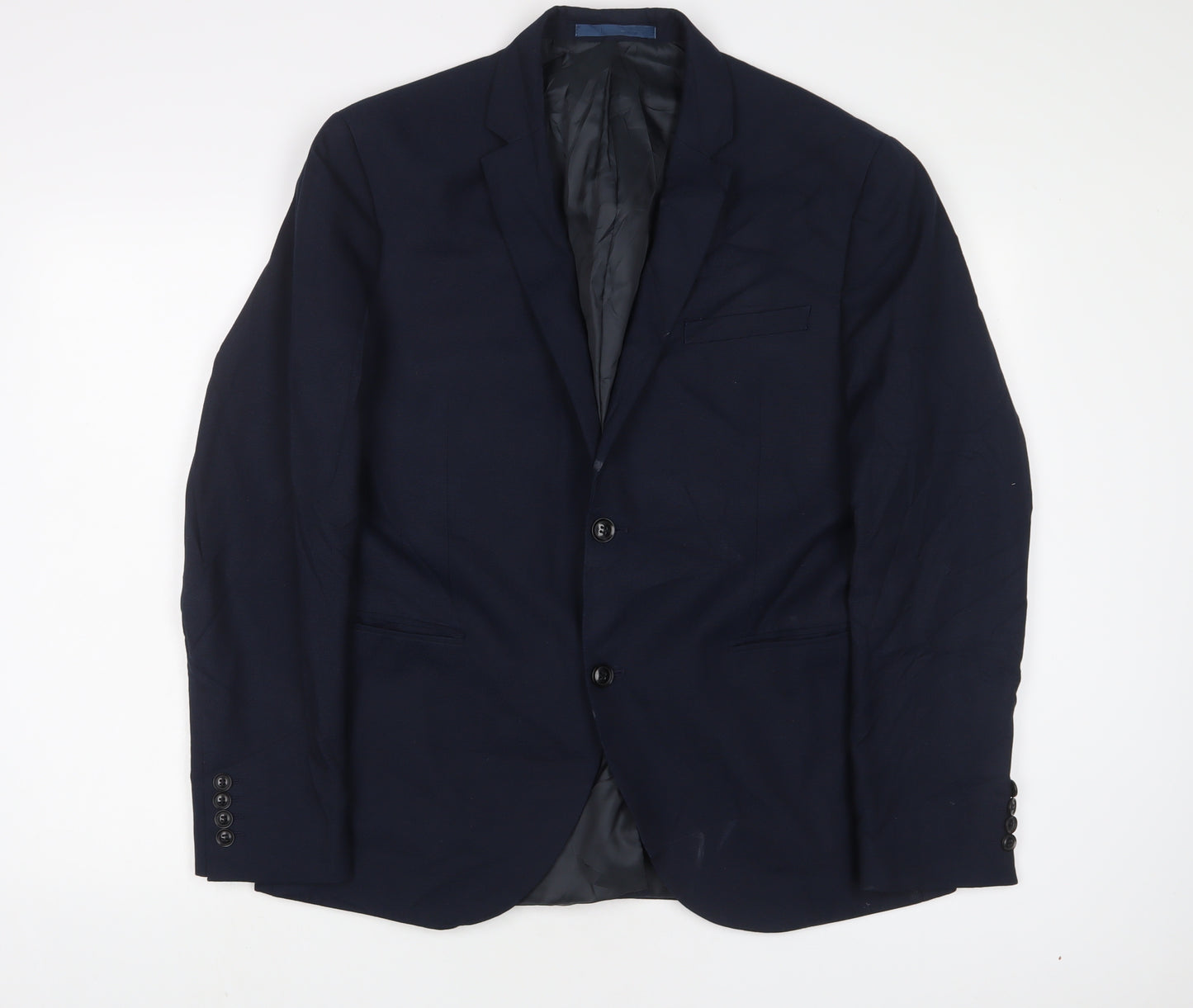 Topman Mens Blue Polyester Jacket Suit Jacket Size 42 Regular