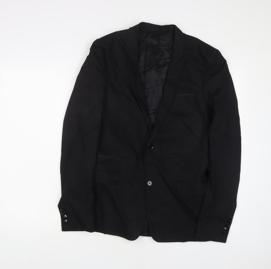 The Kooples Mens Black Cotton Jacket Suit Jacket Size 38 Regular