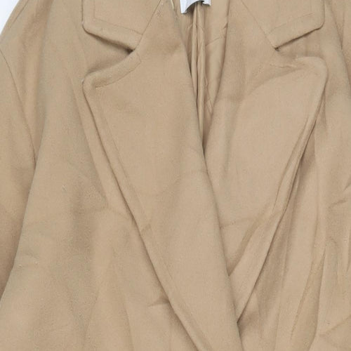 Zara Womens Beige Overcoat Coat Size S Button