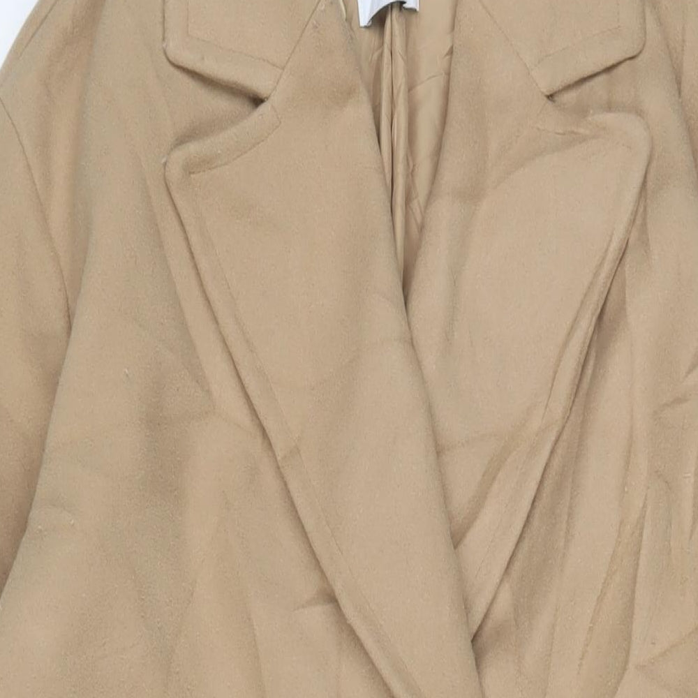 Zara Womens Beige Overcoat Coat Size S Button